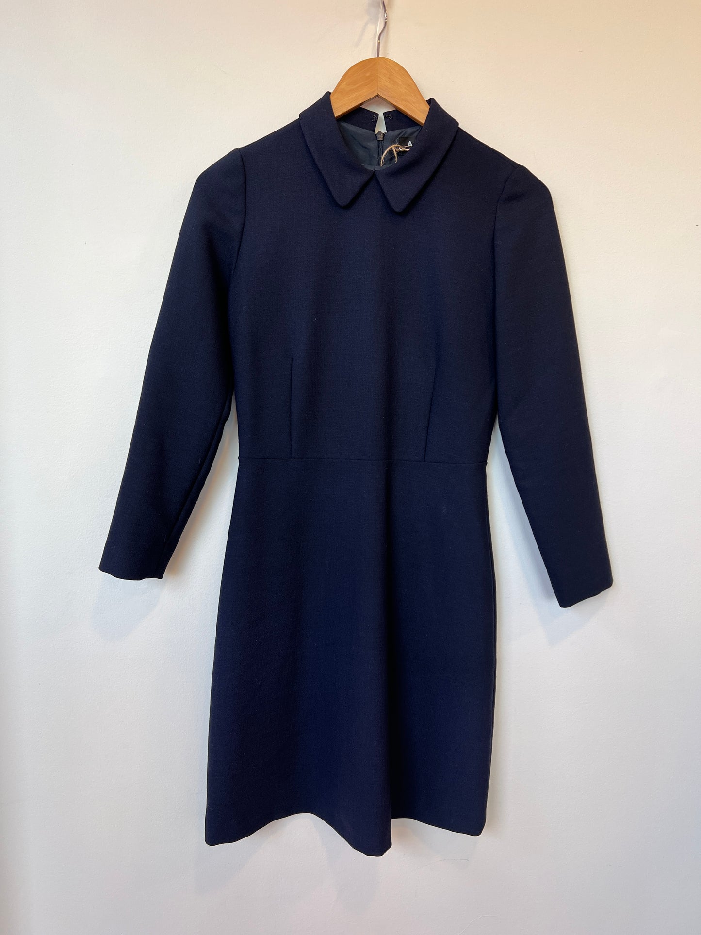 A.P.C. - Long sleeve wool collar detail dress