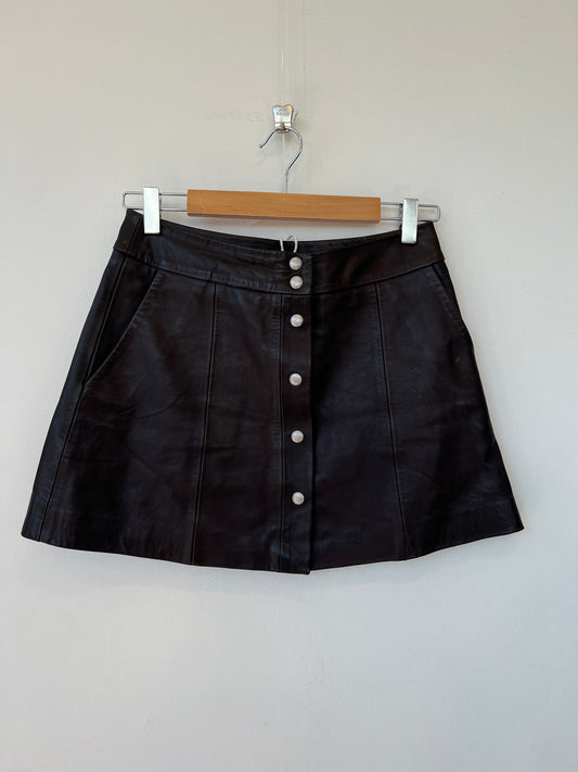 All Saints - Popper leather mini skirt